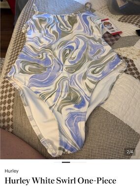 Hurley White, Lavender & Olive Swirl One-Piece Suit